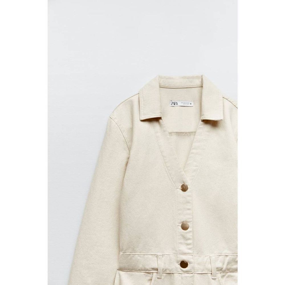 NEW IN !!!! GOLD BUTTON DENIM JUMPSUIT ZARA - Picture 7 of 10